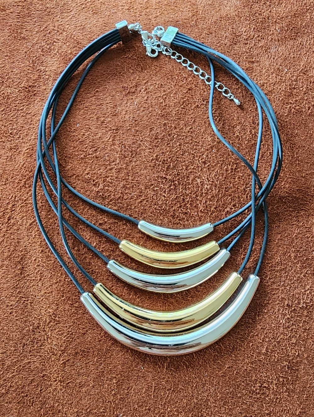 Lia Sophia Necklace Modernist Statement Bib Mixed Metal Boho Chic